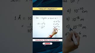 1 Angstrom is equal to  Value of 1 Angstrom  science sciencefacts physics short maths [upl. by Sisxela]