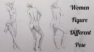 How to draw a female figure for begginersfamale body poses for begginerswoman body kaise banay [upl. by Leipzig924]