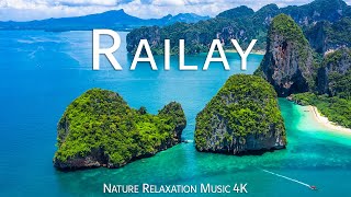 Railay Beach Krabi 4K  Drone Nature Film  Peaceful Piano Music  Travel Nature [upl. by Annoed445]