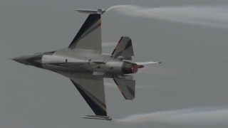 BAF F16 SOLO DISPLAY TEAM  LOW DEMO WITH A LOT OF FLARES [upl. by Anitnatsnoc476]