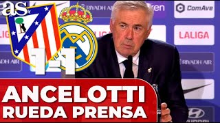 ANCELOTTI rueda de prensa  ATLÉTICO 1  REAL MADRID 1 Courtois MILITAO y CORREA [upl. by Einra]