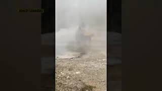 2nd video of a man near thermal feature in Yellowstone National Park [upl. by Nelyt711]