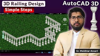 How to Make Beautiful 3D Railing in AutoCAD in Hindi [upl. by Aihsia]