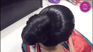 ILHW Deepas Bun Making with Extreme Heavy Oiled Knee Length Hair [upl. by Neyuq]