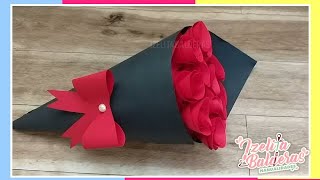 Ramo de Rosas de papel  Bouquetde rosas  manualidades [upl. by Pennie]