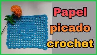 PAPEL 🟪 PICADO tejido a CROCHET 🧶 día de MUERTOS 💀 [upl. by Elleunamme]