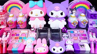 MyMelody vs Kuromi slime Mixing EyeshadowGlitter amp Random things into slime asmr satisfyingslime [upl. by Beffrey]