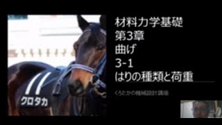 【くろたかの機械設計講座】 材料力学基礎⑩ 第3章 はりのせん断力・曲げモーメント 31はりの種類と荷重 [upl. by Hanahs]