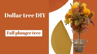 Dollar tree DIY Fall plunger tree daniellehcreations [upl. by Akeenahs]