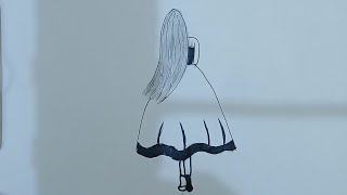 Easy back side Drawing of a girl  How to draw a girl with beautiful dress  ujala art [upl. by Netloc]