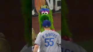 Phillie Phanatic KNOCKS OUT DODGER FAN 😂🤣 [upl. by Arvell]