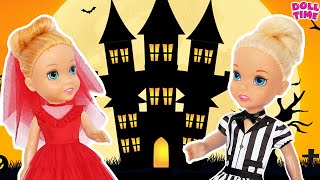 Halloween Costumes  Elsie and Annie Haunted House unexpected surprise [upl. by Rothenberg905]