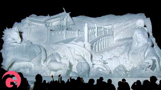 Impressive Ice Sculptures at the Sapporo Snow amp Ice Festival in Japan [upl. by Bernetta472]