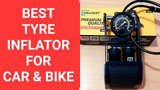 Drasert 160 psi Tyre Air Pump for Car amp Bike  best tyre inflator for car in india [upl. by Koetke]