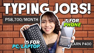 5 TYPING JOBS ONLINE Earn upto ₱587KMO  PHONEPC NO EXPERIENCE Pwede STUDENTS  ALL NONVOICE [upl. by Yddub]