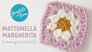 🌼 Mattonella Granny Square con fiore Margherita 🌼 [upl. by Graehme44]