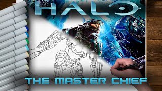 Watch the MASTER CHIEF Come to Life Speed Art Drawing [upl. by Vargas]