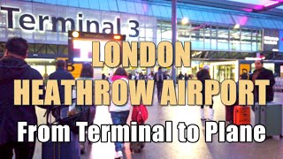 LONDON HEATHROW AIRPORT LHR TERMINAL 3  Security check  Departure Hall  4K 60 FPS 1st Person [upl. by Gowon]