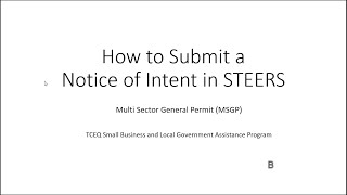 How to Submit a Notice of Intent in STEERS [upl. by Yelyab109]