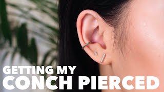 GETTING MY CONCH PIERCED Vlog  AftercarePain [upl. by Orfinger]