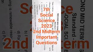 7th Std Social Science 2nd MidTerm Test 2023 Question Paper  Dist Kanchipuram Thiruvallur Class 7 [upl. by Delmor570]