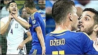 Dzeko vs Manolas rissa a fine partita in Bosnia Grecia [upl. by Breana]