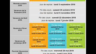 vacances scolaires 2018  2019 [upl. by Elkin]