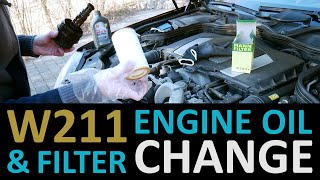 ENGINE OIL amp Oil Filter Change on a MercedesBenz E500 E550 4matic W211 [upl. by Ardnekat]