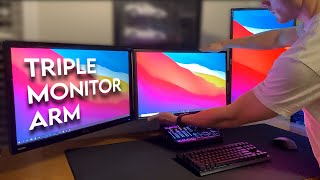 The Best Triple Monitor Arm  Install amp First Impressions MOUNTUP [upl. by Anayad]