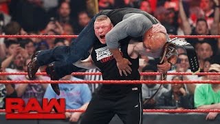 Brock Lesnar attacks new Universal Champion Goldberg Raw March 6 2017 [upl. by Forsta]