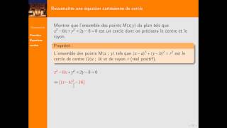 Reconnaître une équation cartésienne de cercle [upl. by Yelruc]
