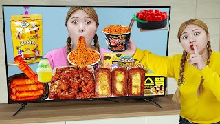 MUKBANG TOFU FIRE NOODLES Fried Chicken CVS EATING by HIU 하이유 [upl. by Naxela]