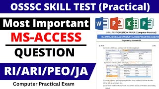 MS Access question osssc  Computer Skill Test for PEO Exam 2023 Odisha [upl. by Ynafetse]