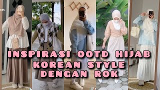 INSPIRASI OOTD HIJAB KOREAN STYLE DENGAN ROK REMAJA KEKINIAN OOTD KE KAMPUS LINK PRODUK [upl. by Rezeile]