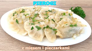 Najlepsze pierogi z mięsem z rosołu i pieczarkami 👌 idealne mięciutkie ciasto na pierogi 👍 przepis [upl. by Arawaj999]