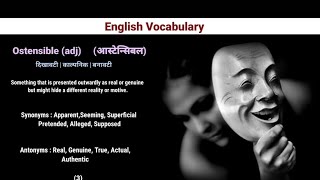 Ostensible meaning explanation in hindi with their synonyms  Antonyms and examples  vocabstock [upl. by Ialokin]