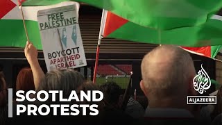 Scotland play Israel amid protests Game was played behind closed doors [upl. by Yejus195]