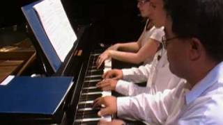 ABBA Mamma Mia 6hand piano trio arrangement in concert [upl. by Ennayoj]