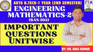 ENGINEERING MATHEMATICS 2 IMPORATANT QUESTIONS  IMPORATANT QUESTIONS UNITWISE ENGINEERING MATH 2 [upl. by Varini]