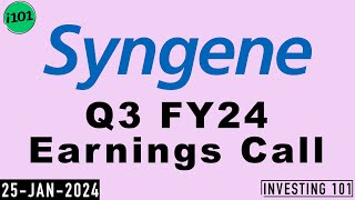 Syngene International Q3 FY24 Earnings Call  Syngene International Limited 2024 FY24 Q3 Results [upl. by Preuss]