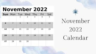 Free Printable November 2022 Calendar Holidays  Calendar Digital [upl. by Chet748]