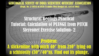 TutorialCalculation of PLUNGE from PITCHStereonet Exercise Solution2Structural Geology Practical [upl. by Sacrod]