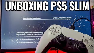 UNBOXING PS5 SLIM LIGANDO PELA PRIMEIRA VEZ configurando o ps5 [upl. by Ciapas477]