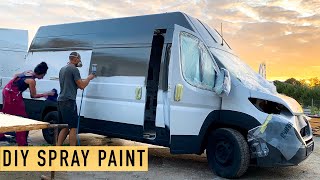 Spray Painting Our Van for 190 DIY Paint Job for Ducato Conversion w Timelapses Ep 3 [upl. by Lleinnad]