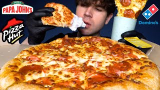 ASMR MUKBANG PIZZA HUT DOMINOS PAPA JOHNS PIZZA PARTY  WITH RANCH amp CHEESE [upl. by Stoneham]