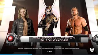 WWE 2K24 JEFF HARDY VS EDGE VS TRIPLE H FOR THE WORLD HEAVYWEIGHT CHAMPIONSHIP BELT [upl. by Ovatsug46]