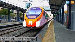 Sant Feliu de Llobregat R1  R4 Provisional  Rodalies Barcelona  Renfe Civia  447 [upl. by Craven298]