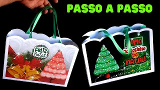 SACOLA DE PRESENTE DE NATAL passo a passo  COMO FAZER SACOLAS PERSONALIZADAS [upl. by Rennob2]