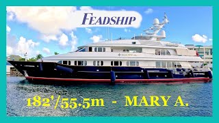 Classy 182’55m Feadship built Superyacht MARY A ex MADSUMMER approaching St Maarten  4K [upl. by Araes]