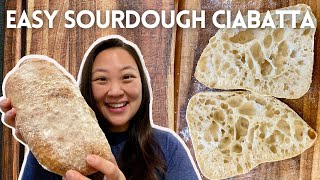 Easy Sourdough Ciabatta Recipe  Sourdough Discard Recipe [upl. by Anilocin]